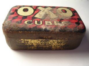 Old metal Oxo cube box